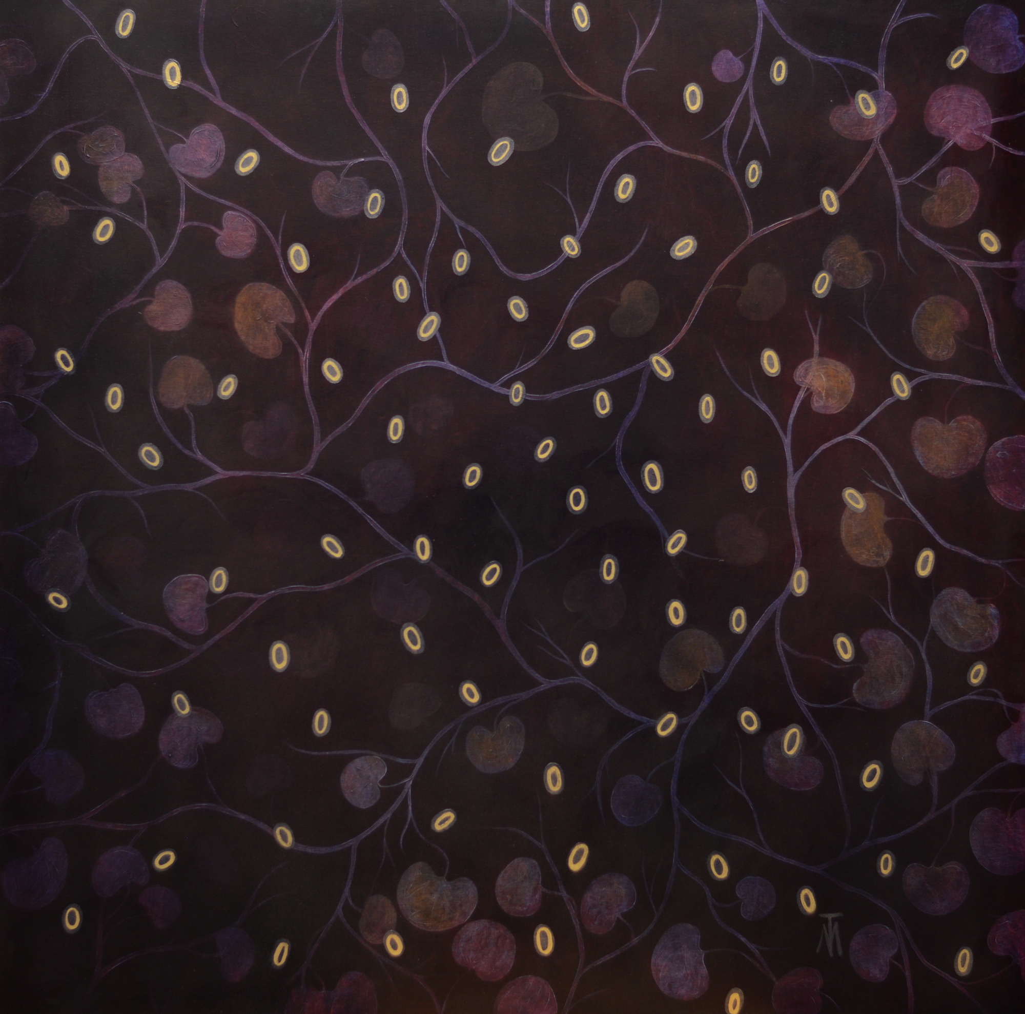 Gooti sosinad · õli vineeril, 2018 · 100 × 100 cm